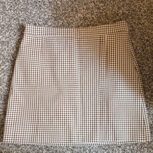NWOT Theory Brown and Cream Checkered Mini Skirt